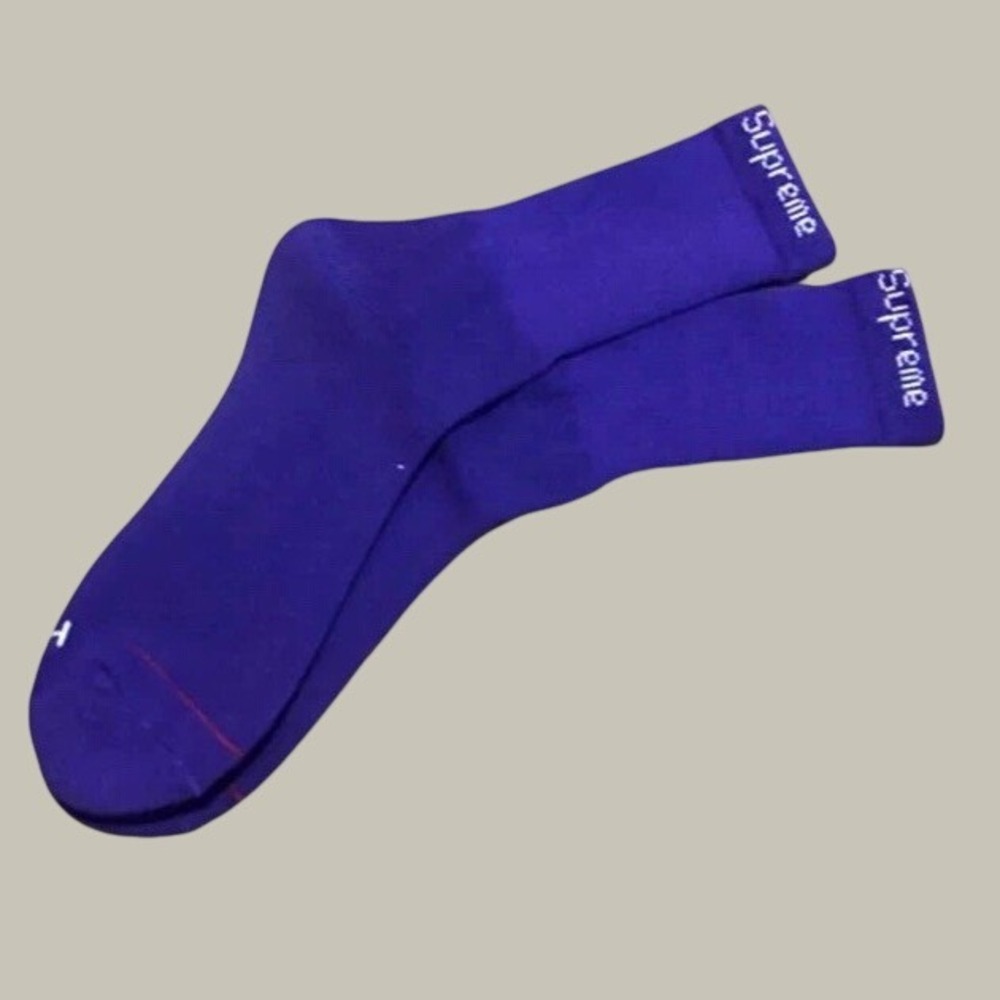 SUPREME X Hanes PURPLE Crew Socks (SINGLES) ONE PAIR / 100% AUTHENTIC BRAND NEW